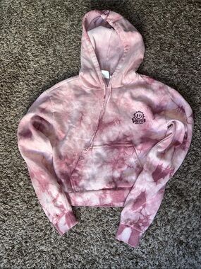Vans Pink Tie-Dye Cropped Hoodie Happy Face Logo - Women’s XS